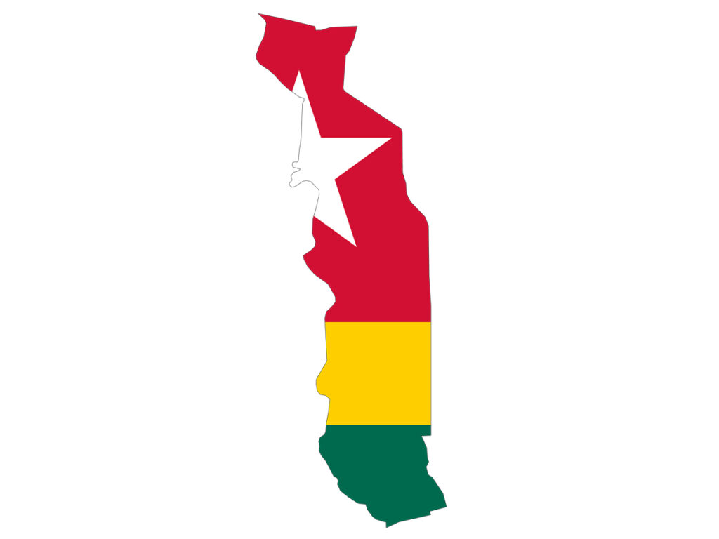 Togo, carte et drapeau. Site annonces immobilières au Togo